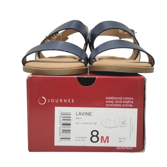 Journee Collection Women Lavine Slingback Sandals Size US 8M Navy Blue - Picture 5 of 5